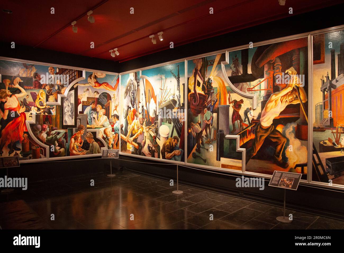 Abschnitt von „America Today“ von Thomas Hart Benton im Metropolitan Museum in New York, USA Stockfoto