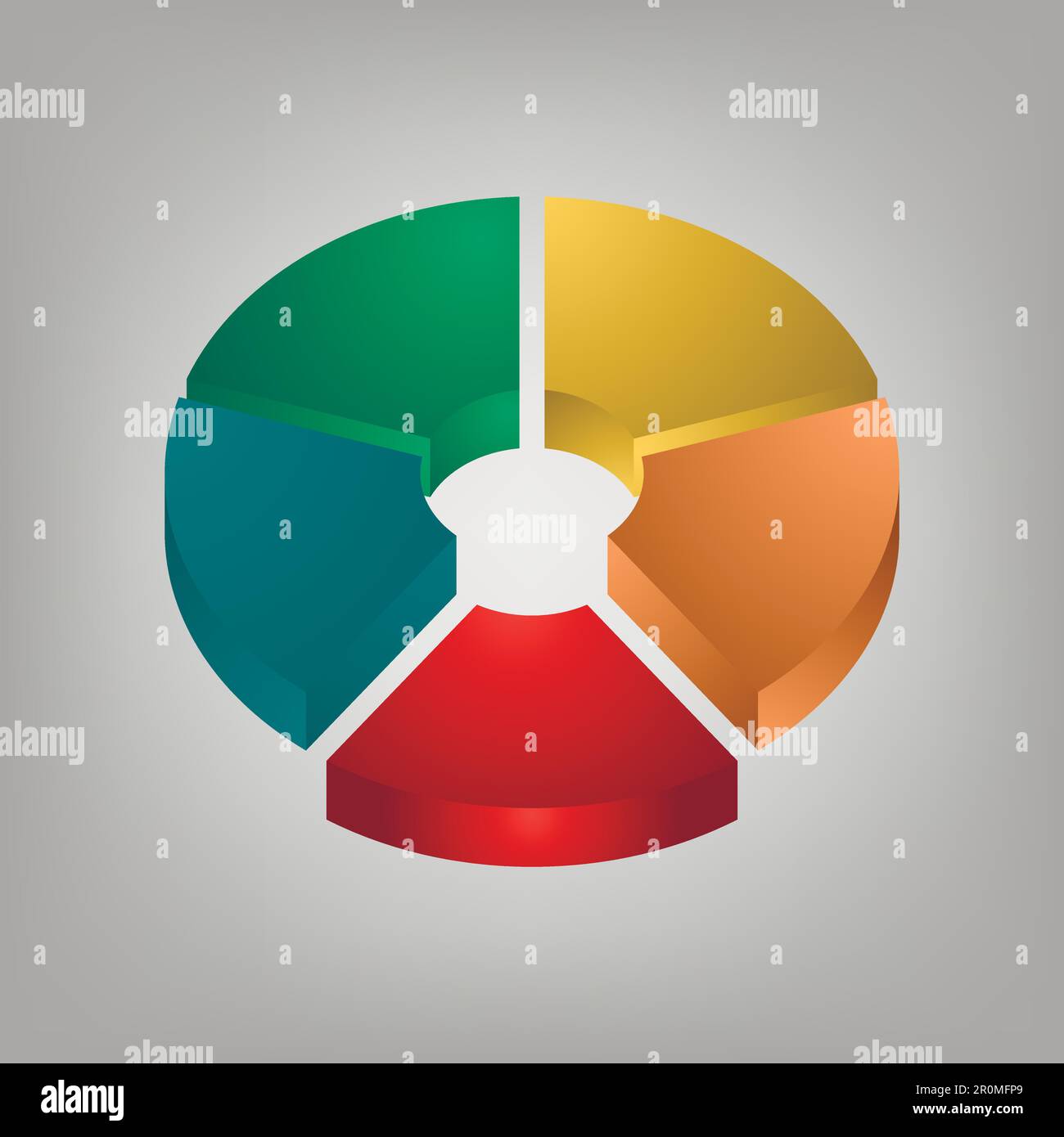 3D Infografiken, Ringkreis unterteilt in fünf Sektoren, Metall, Gradient, Vektordesign für industrielle Infografiken, Metallstil Stock Vektor