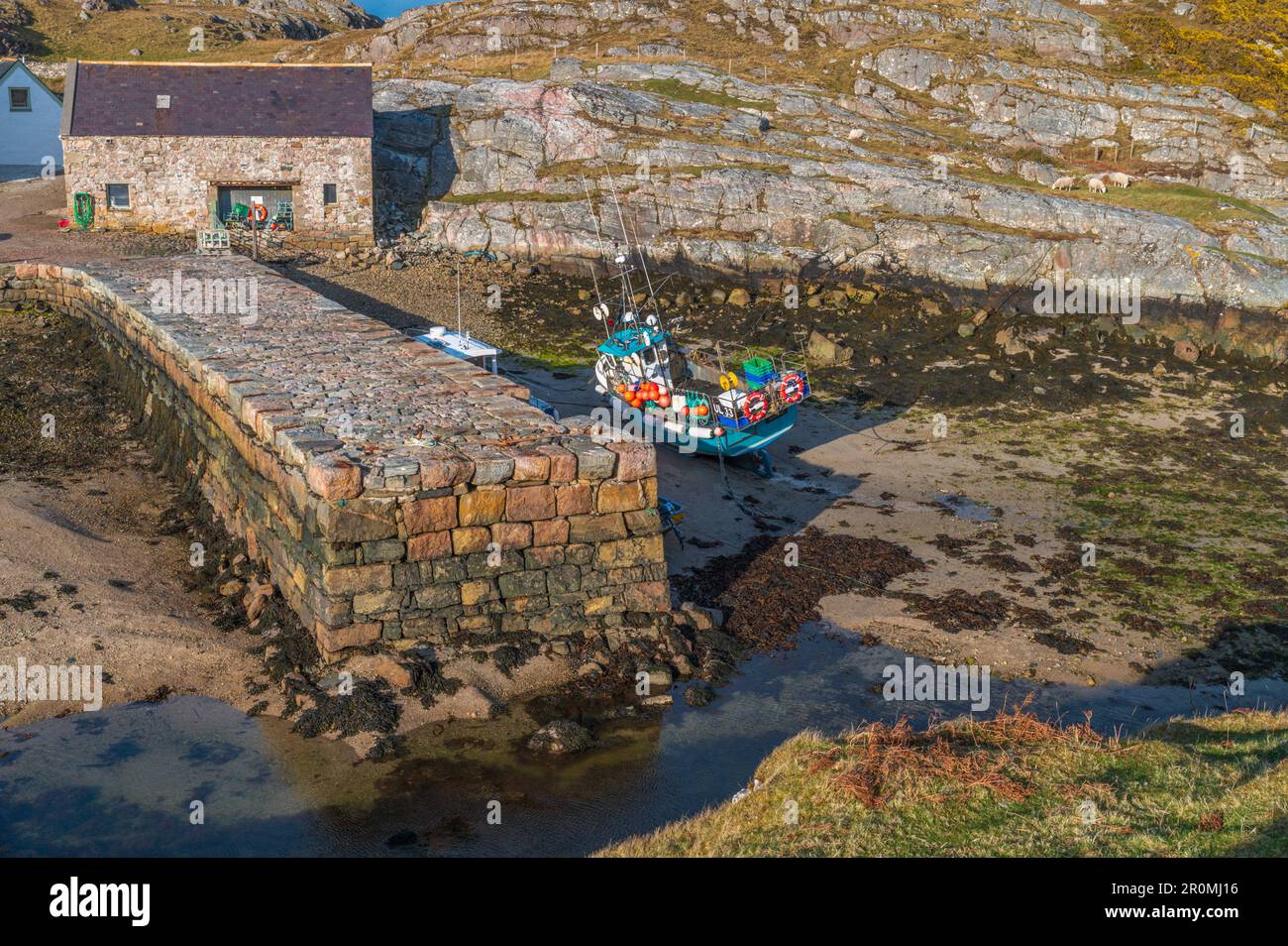 Rispond Harbour an der Nordküste Schottlands nahe Durness in Sutherland Stockfoto