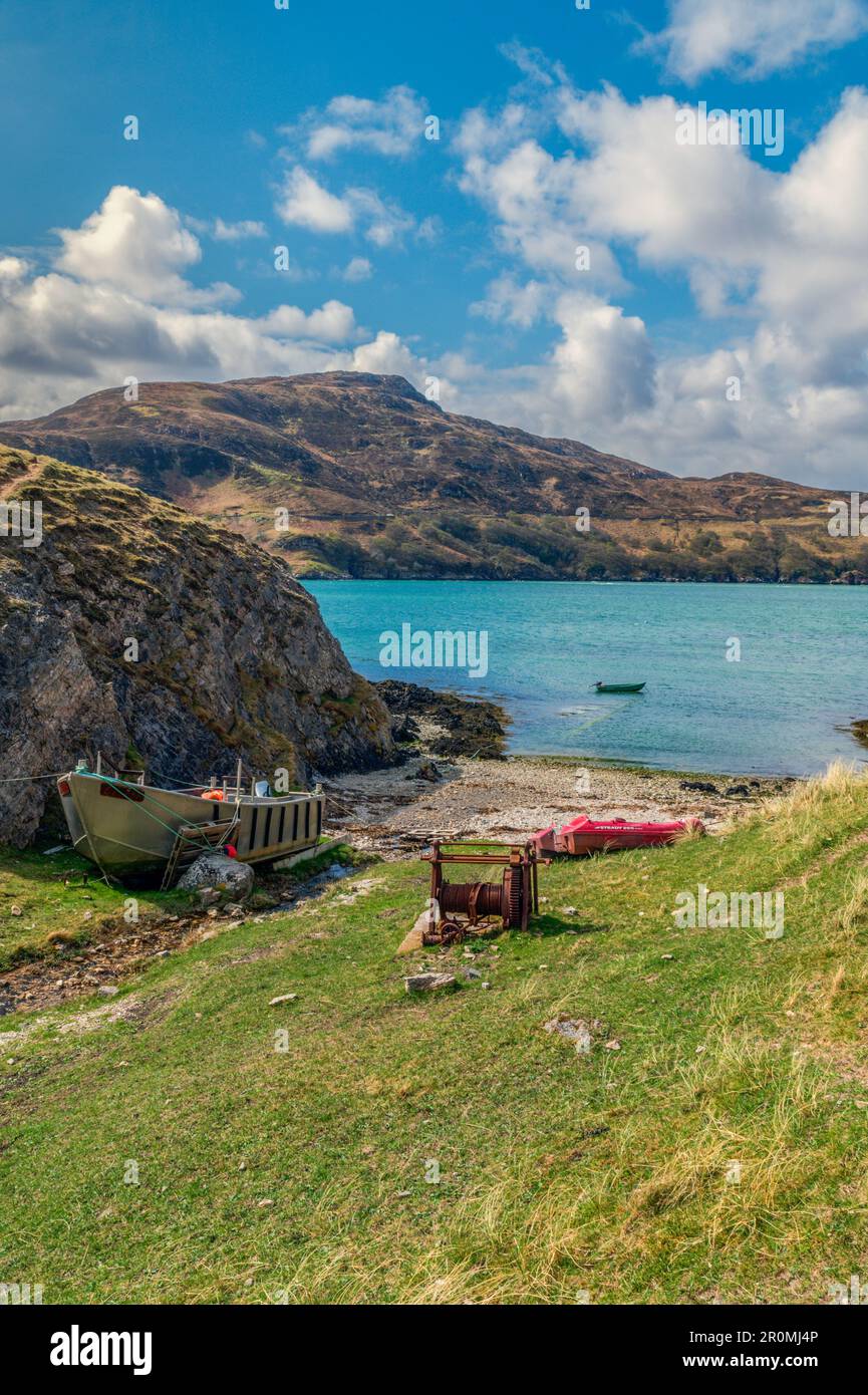 Geschützter Eingang am Kyle of Durness in Sutherland, Schottland Stockfoto