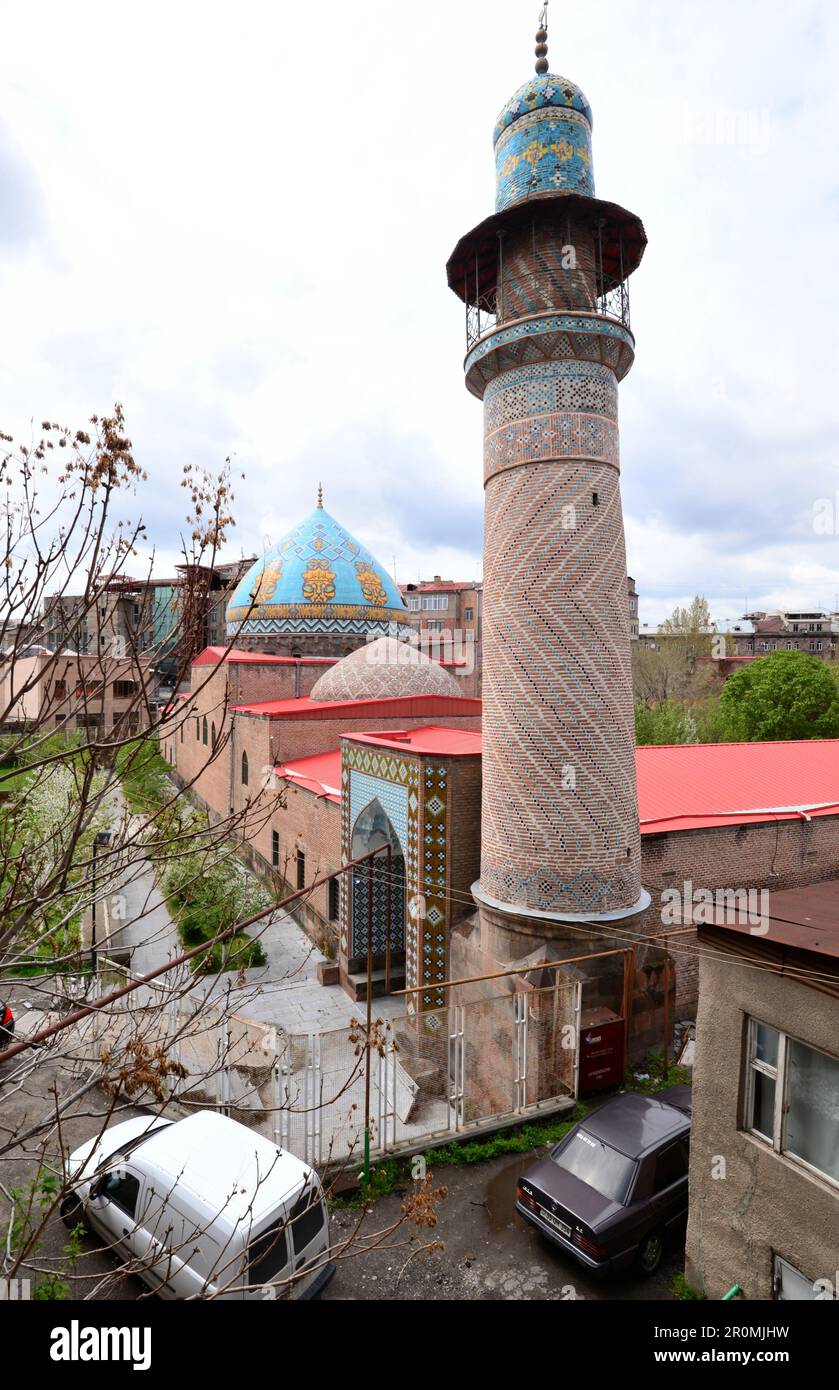 Minarett der Blauen Moschee, Eriwan, Armenien, Asien Stockfoto