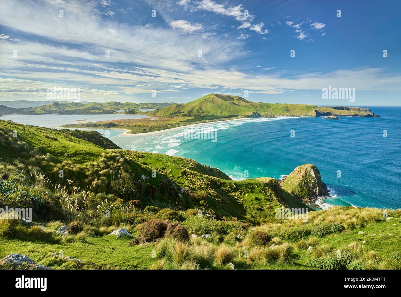 Allans Beach aus dem Sandymount Recreation Reserve, Otago, South Island, Neuseeland, Oceania Stockfoto