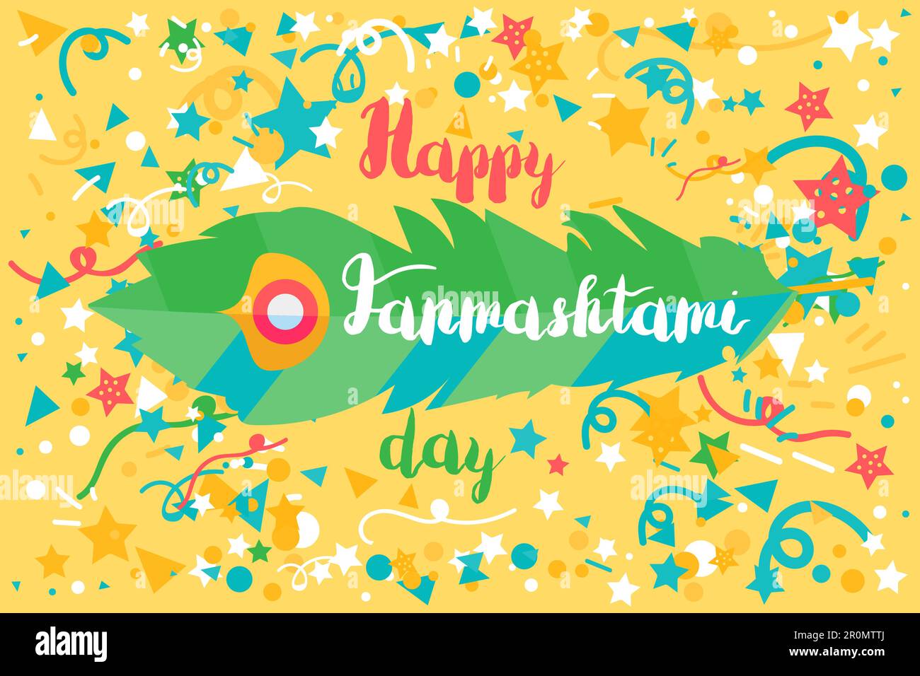 Happy Janmashtami Day Celebration Banner Mit Schriftzug. Vektor Stock Vektor