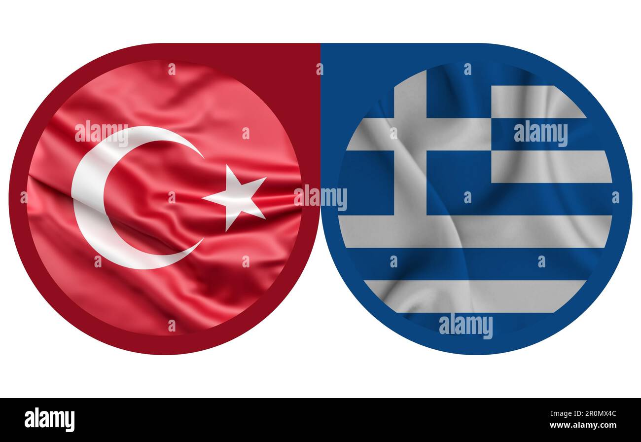 Abbildung: Türkische und griechische Flagge - 3D-Rendering Stockfoto