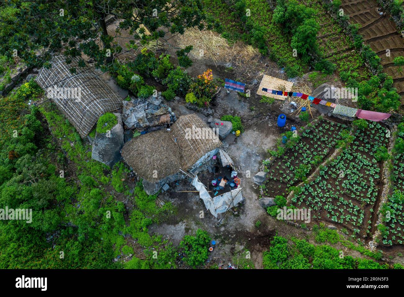 Kap Verde, San Antao Island, Areal erschossen, Farm Stockfoto