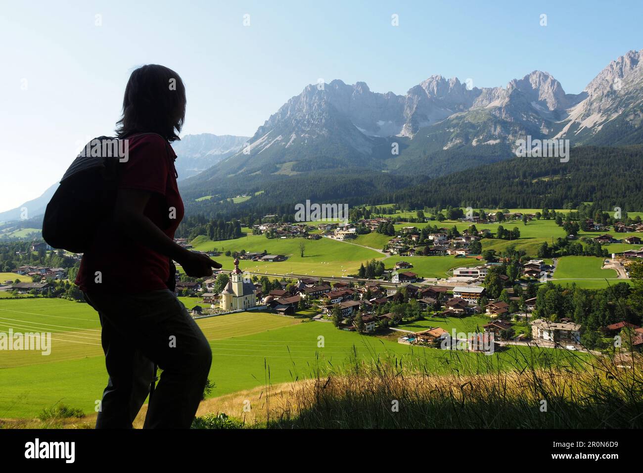 Über Wilden Kaiser, Tirol, Österreich Stockfoto