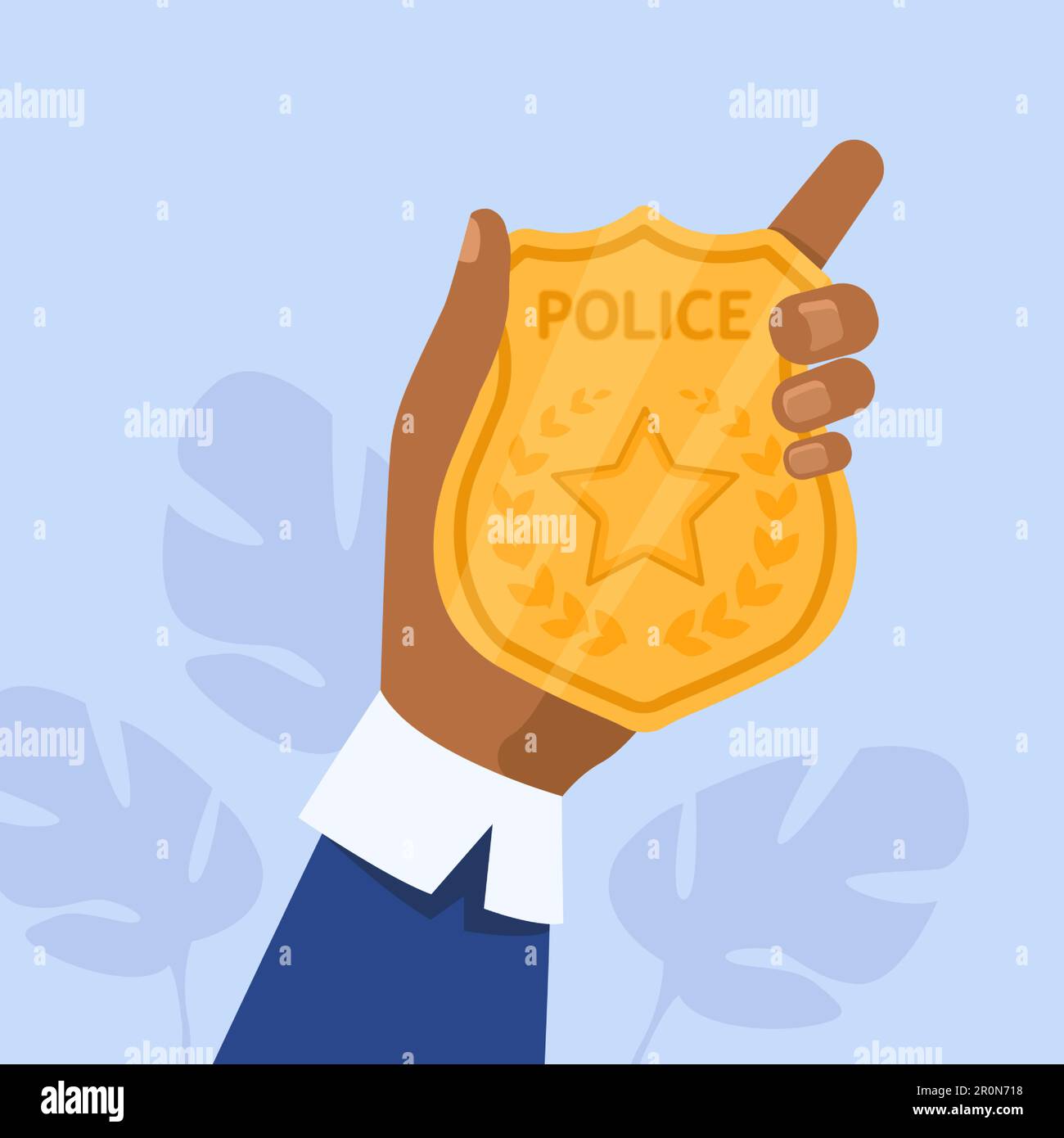 Männliche Hand mit goldenem Polizeiausweis Stock Vektor