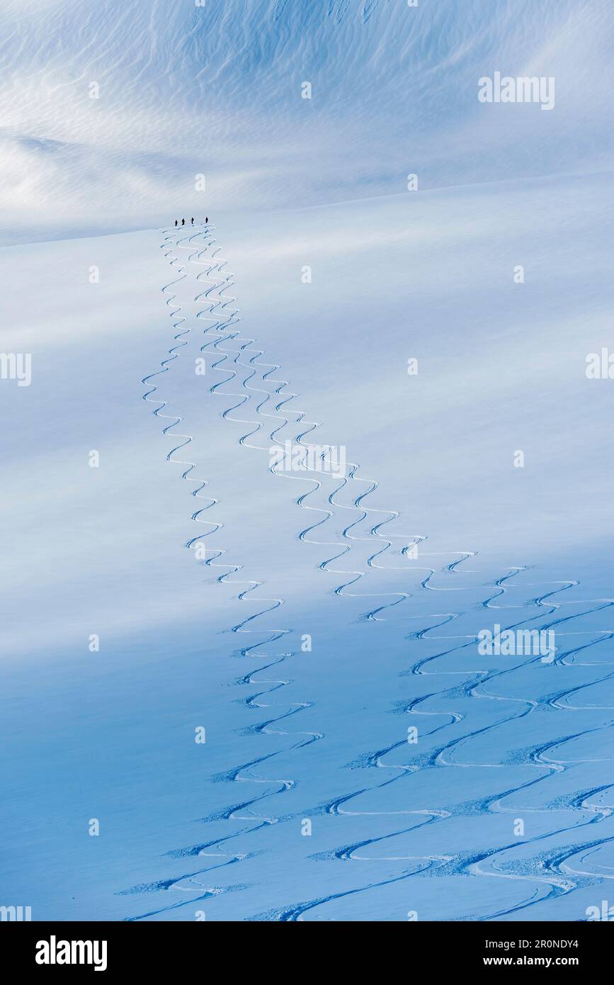 Heliskiing in Island unter perfekten Bedingungen Stockfoto