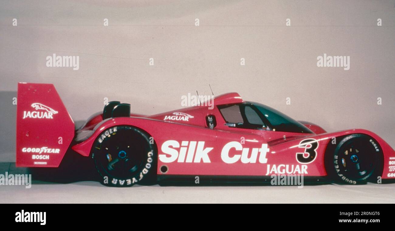 Jaguar Sportwagen Modell XJR-14 Silk Cut Team 3 Red, Le Mans, Frankreich 1990 Stockfoto