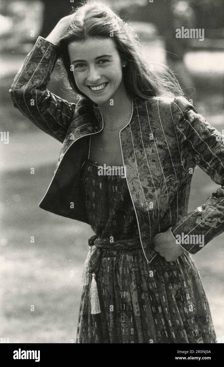 Das britische Modemodell Emma Jacobs, UK 1982 Stockfoto