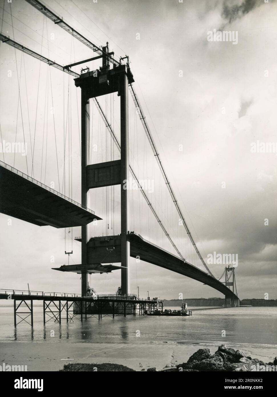Der letzte Teil der Severn Bridge zwischen England und Wales, UK 1966 Stockfoto