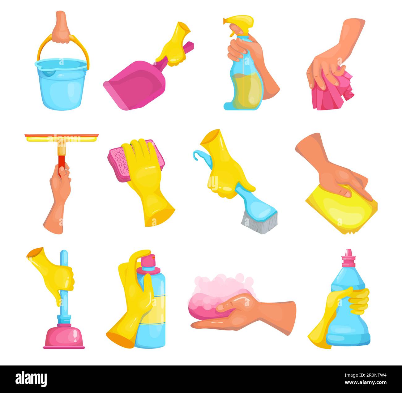 Cartoon-Hand des Reinigungssets Stock Vektor