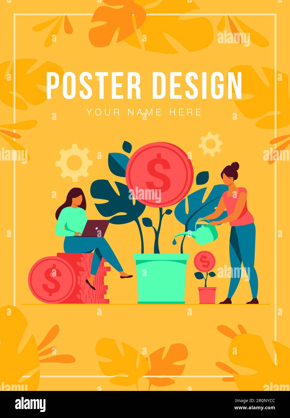 Junge Investoren, die auf Gewinn, Dividende oder Ertrag aus sind Stock Vektor