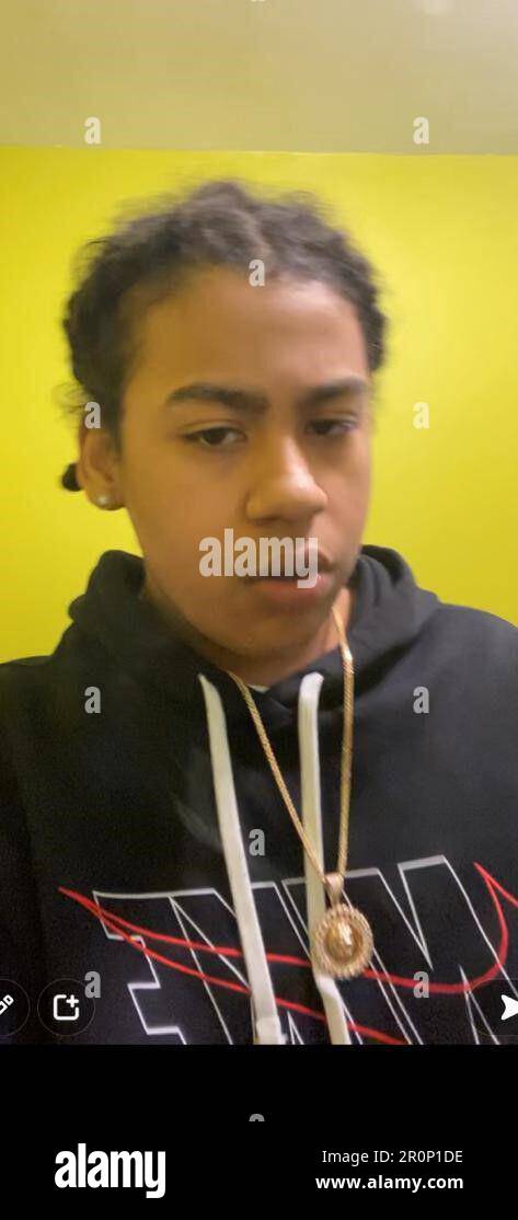 Unbezahltes Handout-Foto, ausgestellt von der Metropolitan Police of Jermaine Cols, der erstochen wurde, als er am 18 2021. November vor einem Hühnerladen in Croydon, Süd-London, wehrlos auf dem Boden lag. Marques Walker, 17, wurde im Old Bailey wegen Mordes an Jermaine, die im Alter von 14 Jahren das jüngste Opfer eines tödlichen Messerverbrechers im Jahr 2021 war, zu lebenslänglich mit einer Mindestdauer von 19 Jahren verurteilt. Ausgabedatum: Dienstag, 9. Mai 2023. Stockfoto