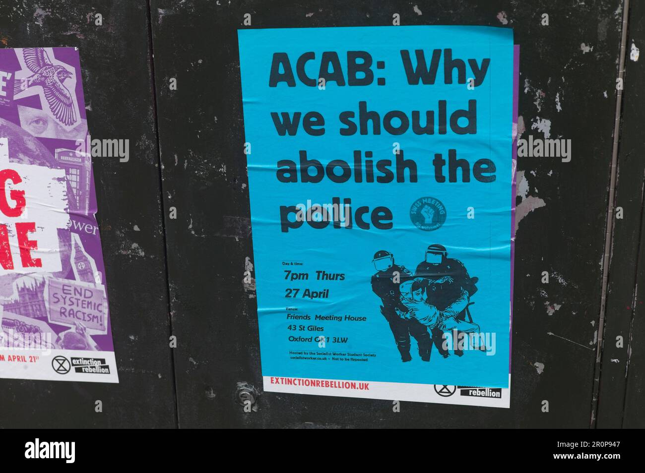 "ACAB [alle Cops sind Bastarde]: Warum wir die Polizei abschaffen sollten": Poster in Oxford Stockfoto