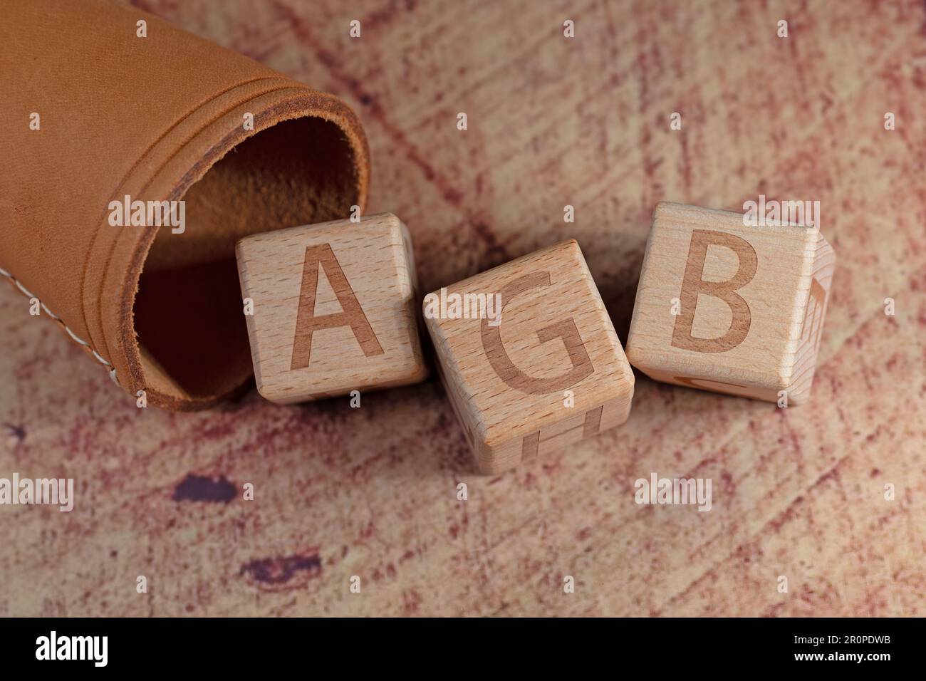 Würfel mit der Aufschrift AGB, Allgemeine Geschäftsbedingungen Stockfoto