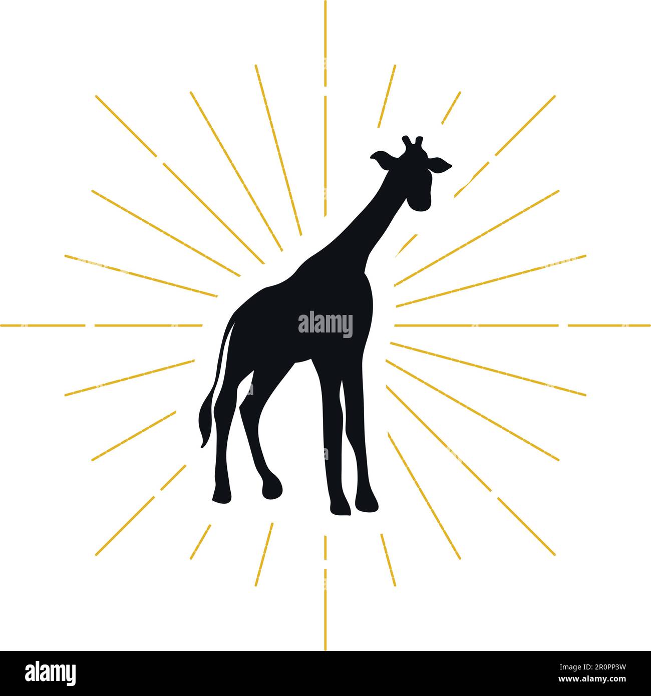 Retro-Logo mit Giraffen-Silhouette. Wild Sahara-Zeichen und Vintage-Logo. Symbol „Zoo“. Afrikanisches Symbol. Vektor Stock Vektor