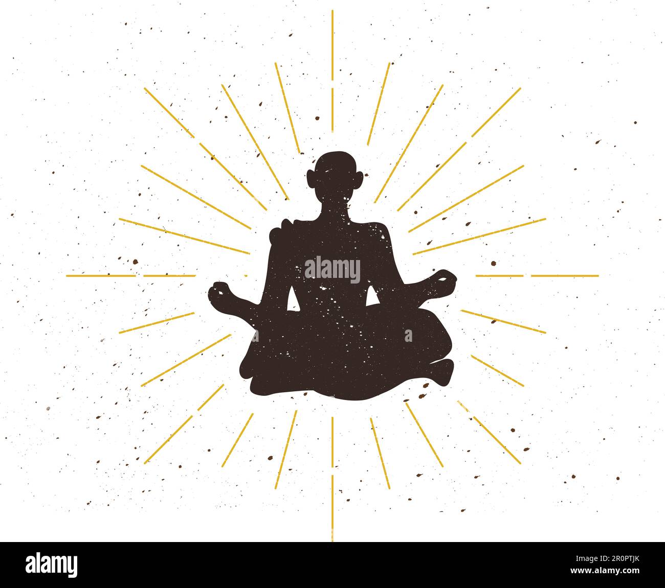 Retro-Einsiedler-Logo. Monk-Zeichen und Vintage-Logo. Meditationssymbol. Yoga-Symbol. Vektor Stock Vektor