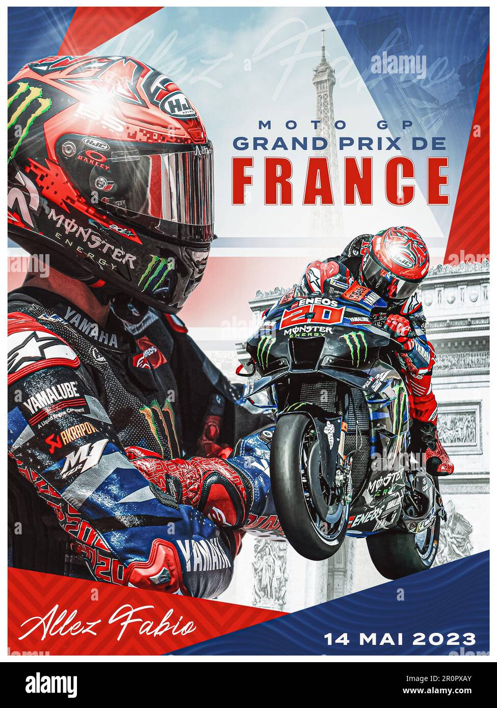 Fabio Quartararo, französisches Moto-GP-2023-Rennen-Poster Stockfoto