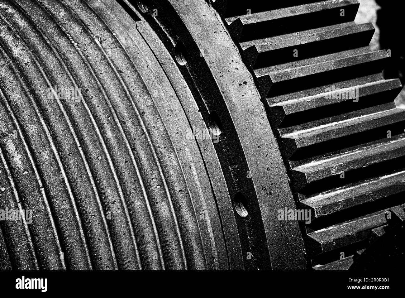 Nahaufnahme des Makros für Oldtimer-Maschinen. Stockfoto