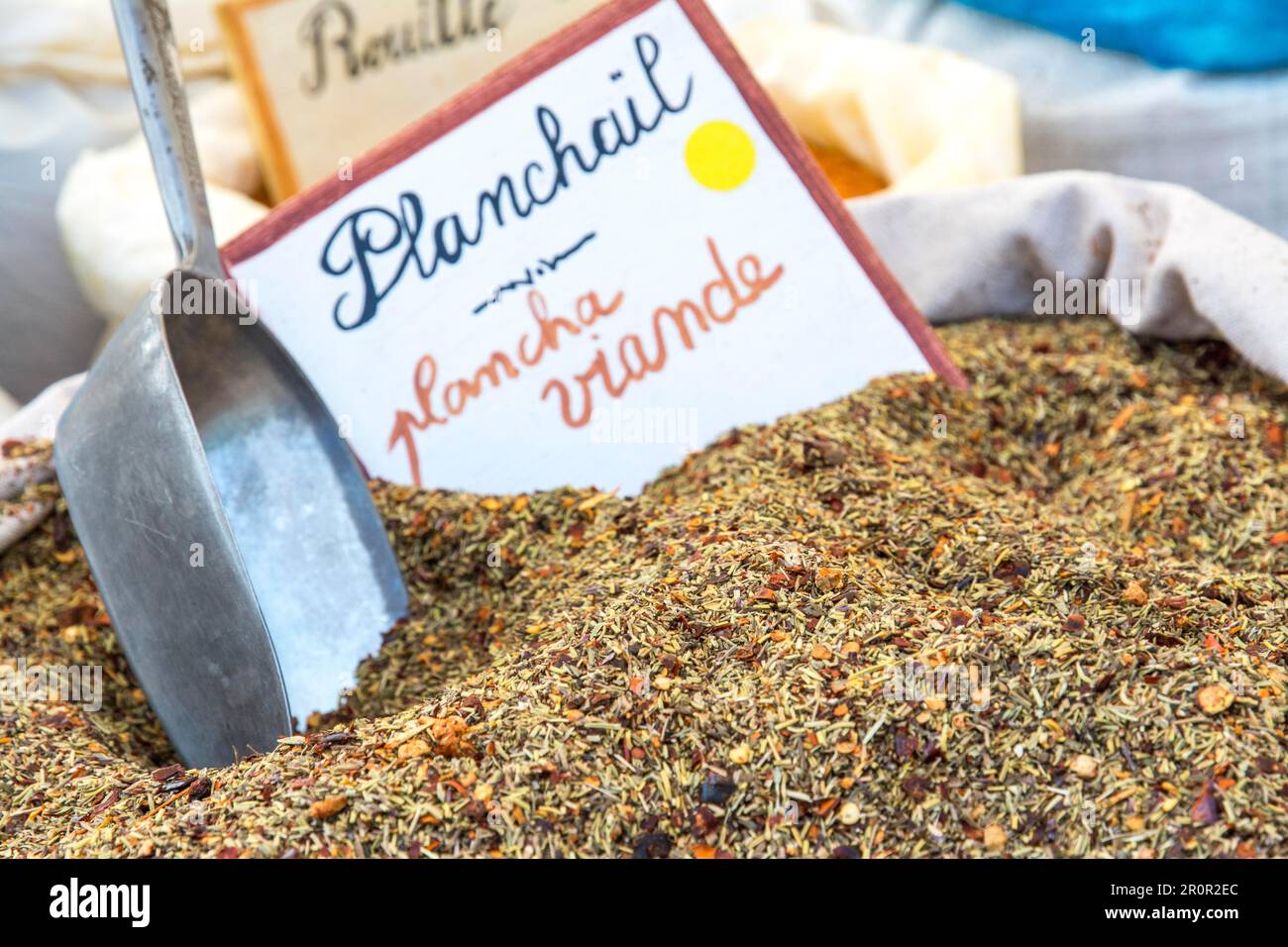 Kräuter, Gewürze, Marktstand, Markt, Lorgues, Var, Provence, Südfrankreich, Frankreich Stockfoto