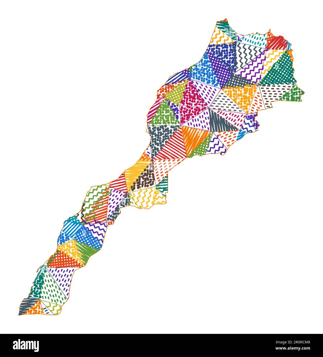 Karte von Marokko im Kinderstil. Handgezeichnete Polygone in der Form Marokkos. Vektordarstellung. Stock Vektor
