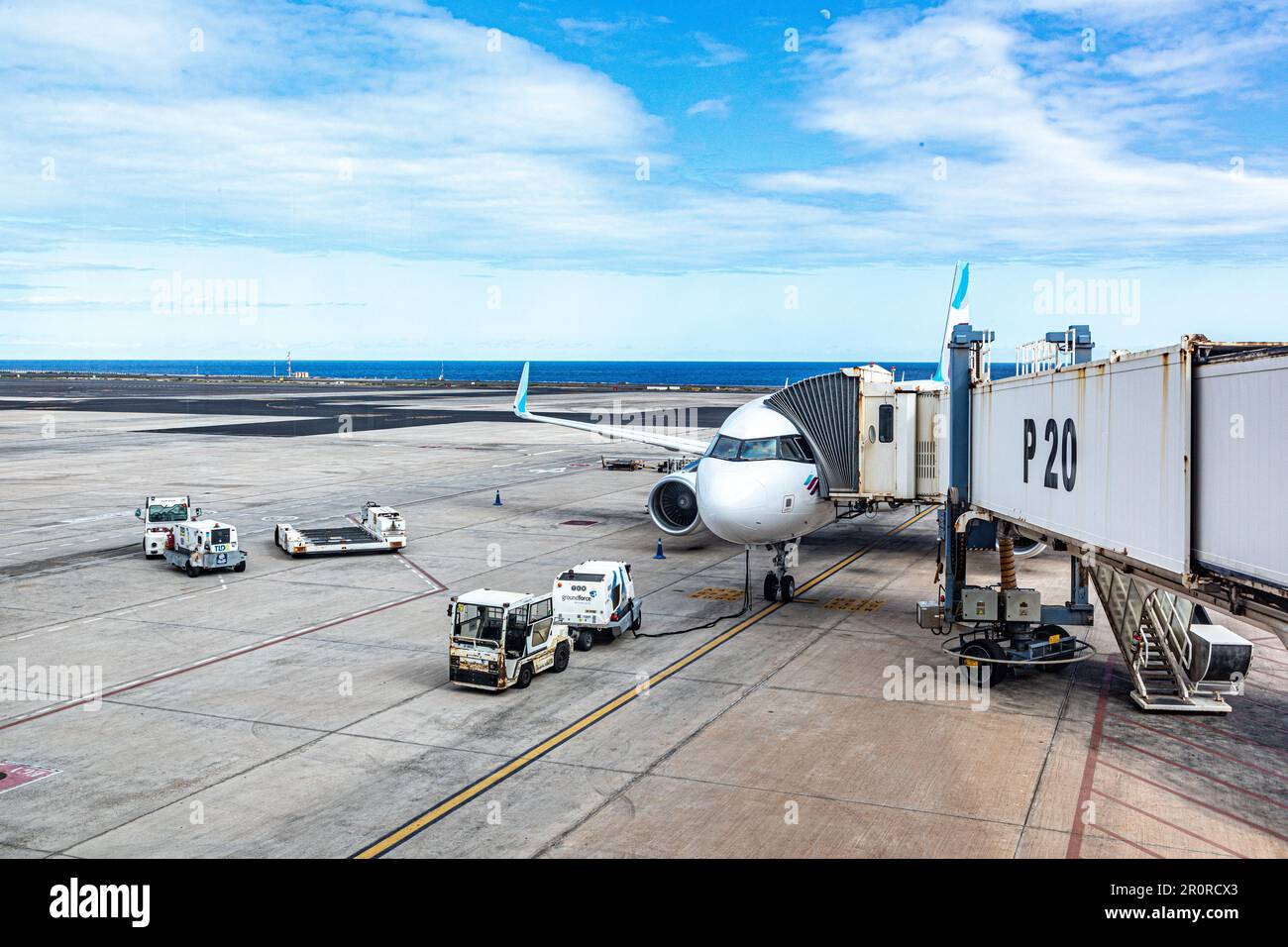 Puerto del Rosario, Spanien - 30. Januar 2023: Der Flughafen Fuerteventura, auch bekannt als Flughafen El Matorral, ist ein Flughafen, der die spanische Insel Fu bedient Stockfoto