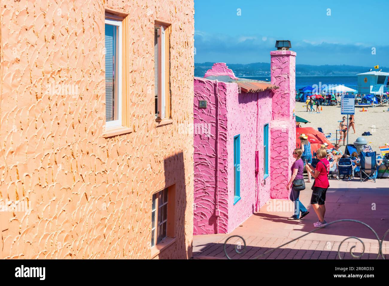 Farbenfrohe Strandhäuser in Capitola, Santa Cruz, Kalifornien, USA. Stockfoto