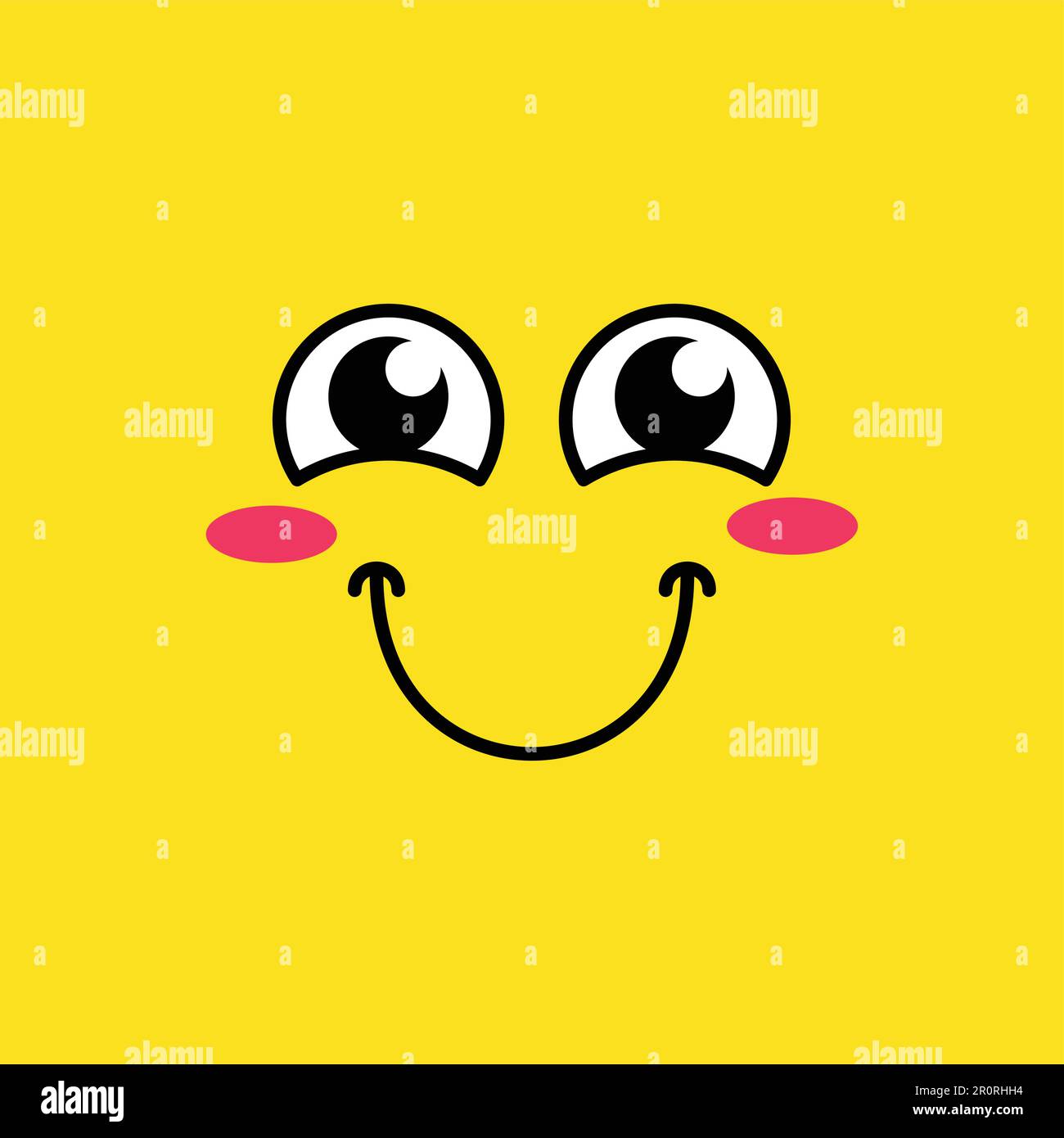 Lächelnde, errötende Emoji-Vektordarstellung. Schüchternes, glückliches Emoticon, schüchternes Cartoon-Gesicht, Gefühl Stock Vektor