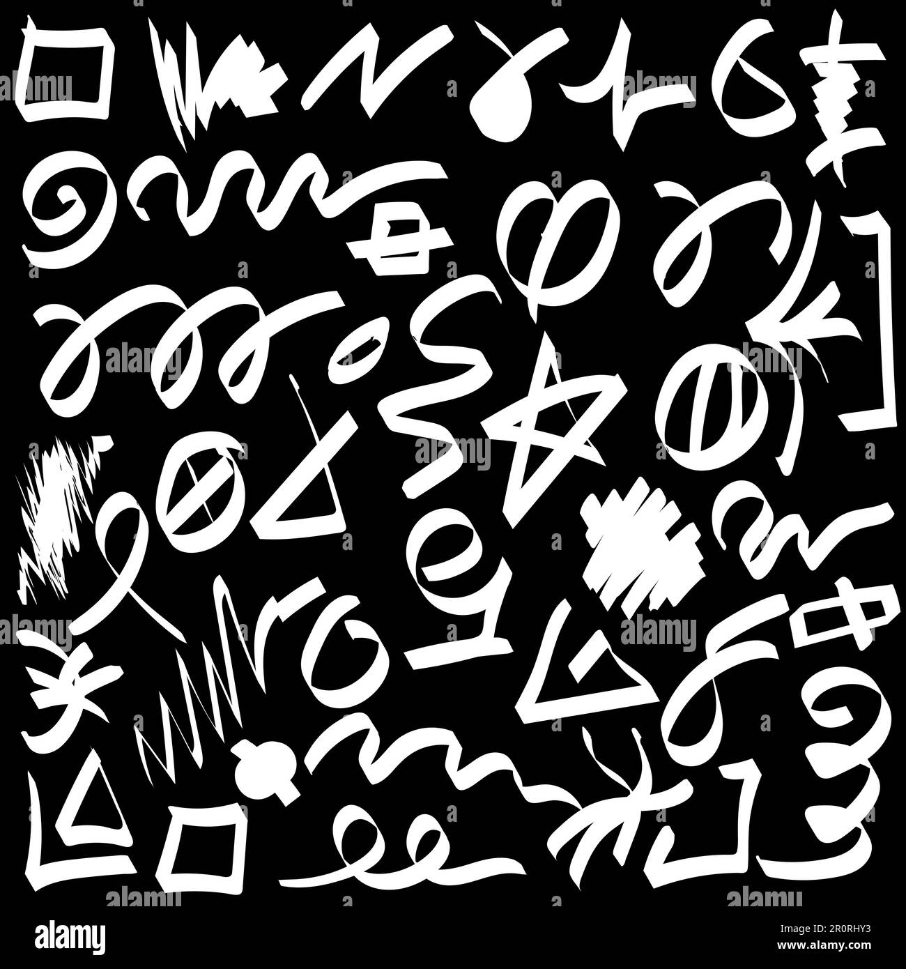 Von Hand gezogenes Set mit schwarzen Pinselstrichen. Monochrome Scribbles Kollektion. Abstrakte Doodle-Texturen Stock Vektor