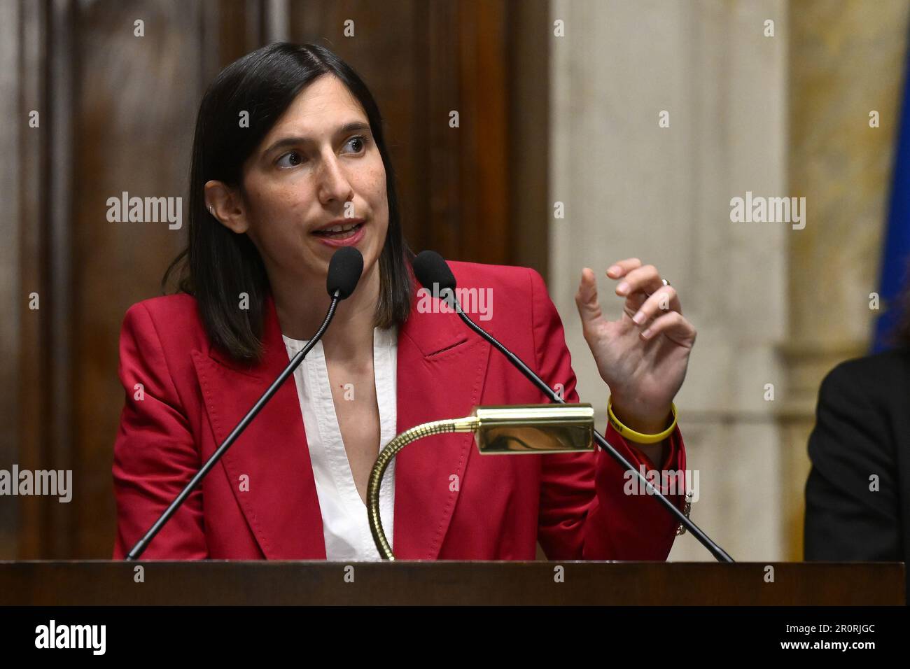 Rom, Italien. 09. Mai 2023. Elly Schlein bei den Treffen mit der Opposition über institutionelle Reformen, 9. Mai 2023, Abgeordnetenkammer, in der Präsidentenbibliothek, Rom, Italien. Kredit: Live Media Publishing Group/Alamy Live News Stockfoto