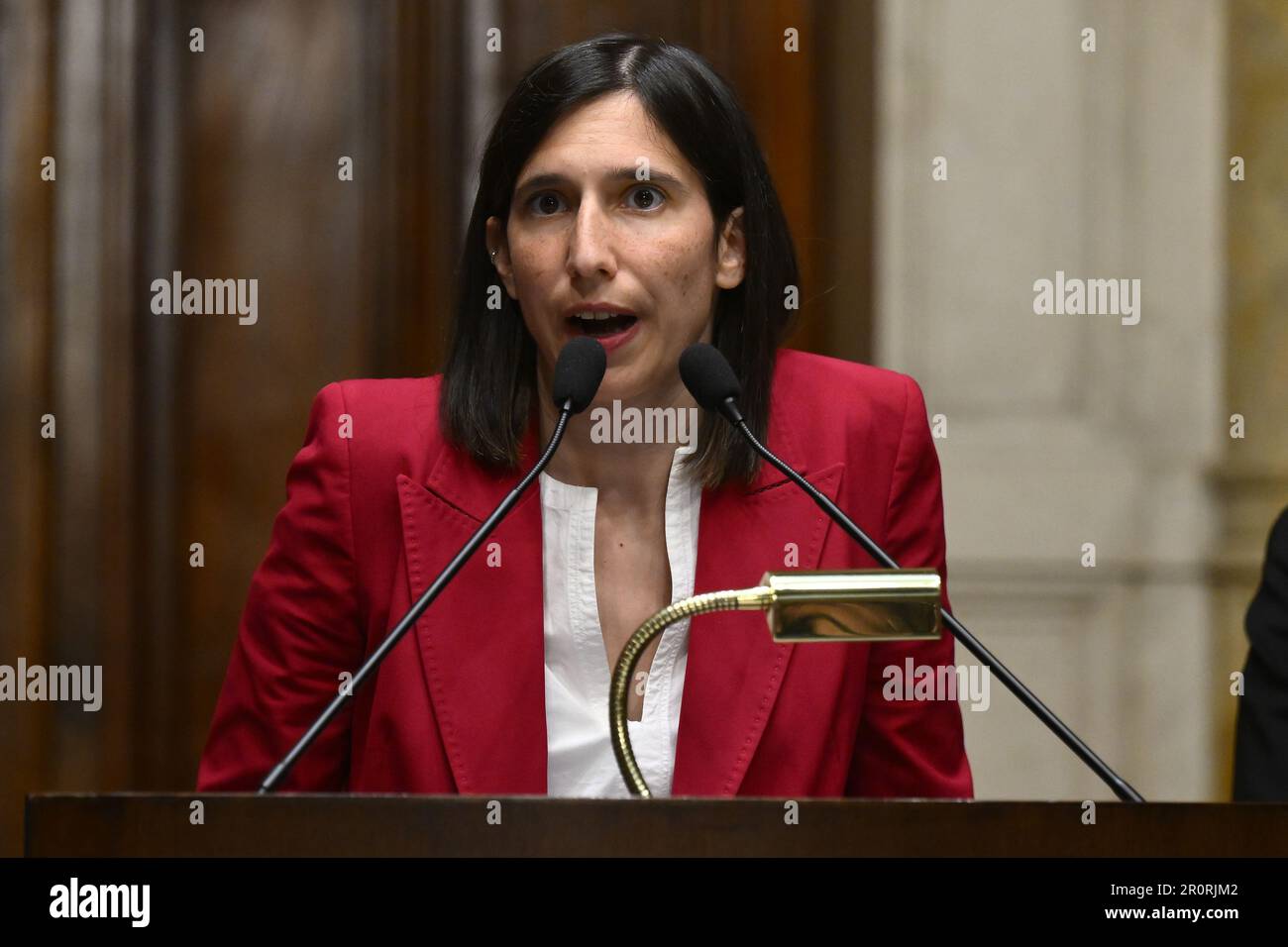 Rom, Italien. 09. Mai 2023. Elly Schlein bei den Treffen mit der Opposition über institutionelle Reformen, 9. Mai 2023, Abgeordnetenkammer, in der Präsidentenbibliothek, Rom, Italien. Kredit: Live Media Publishing Group/Alamy Live News Stockfoto