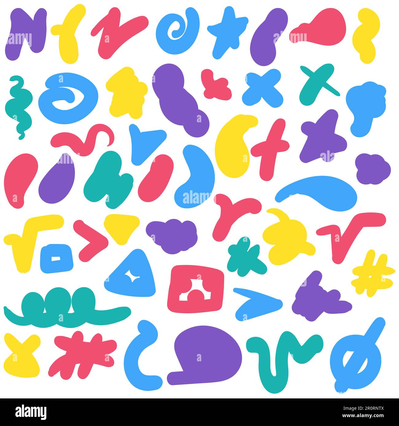 Handgezeichnetes Set mit Farbpinseln. Kollektion mit Farbschmierstoffen. Abstrakte nahtlose Doodle-Texturen Stock Vektor