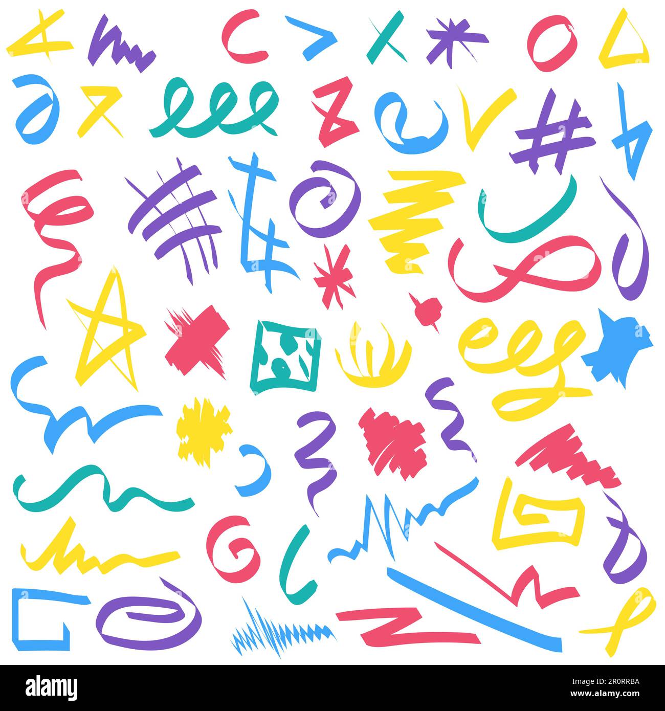 Handgezeichnetes Set mit Farbpinseln. Kollektion mit Farbschmierstoffen. Abstrakte nahtlose Doodle-Texturen Stock Vektor