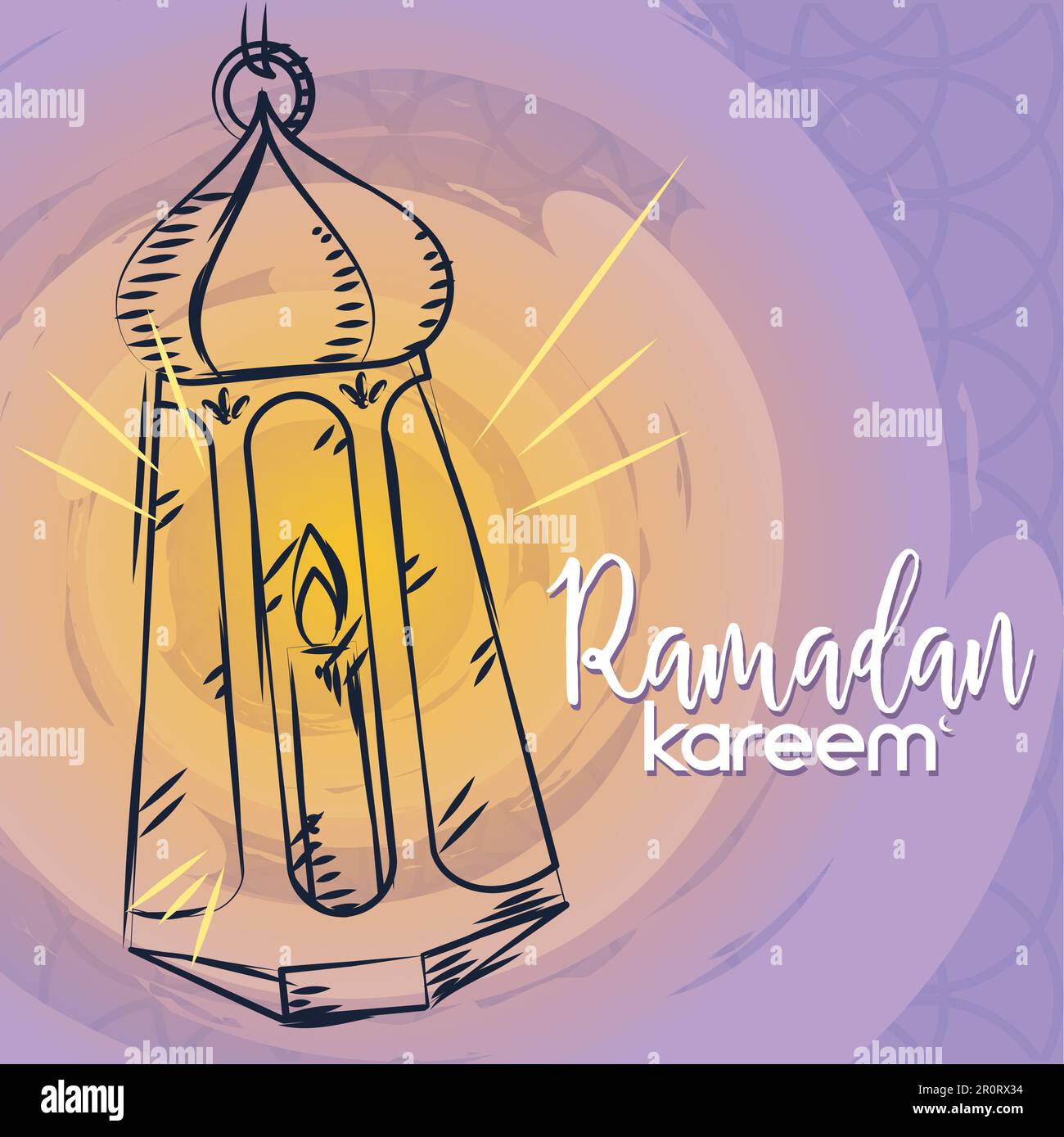 Skizze eines arabischen lampenfarbenen Ramadan-Kareem-Vektors Stock Vektor