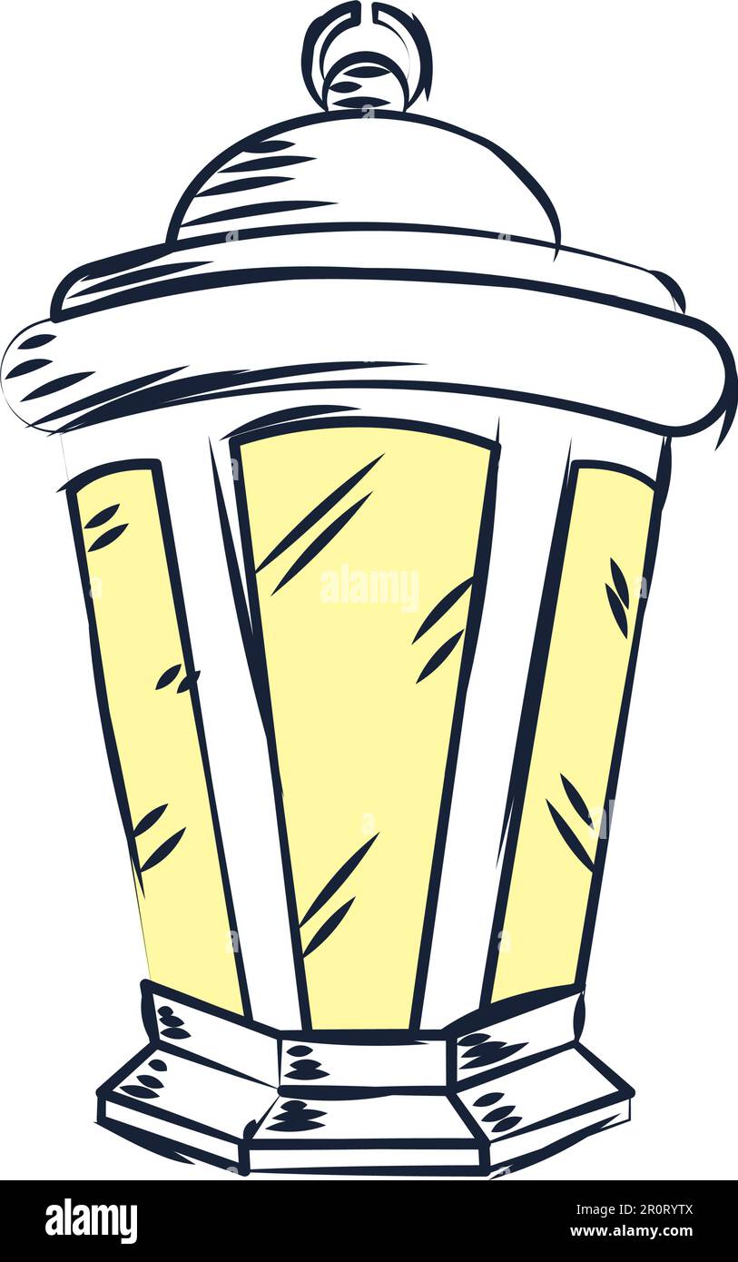 Isolierte farbige arabische Lampe, Skizzensymbol Vektor Stock Vektor