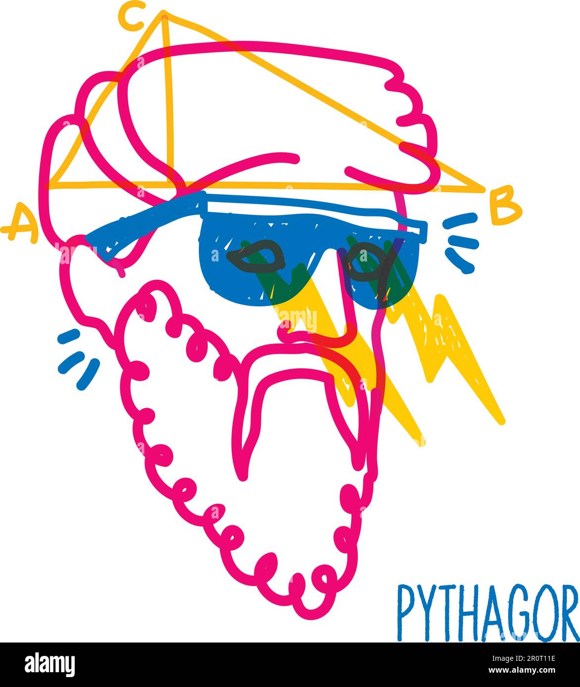 Poster des berühmten alten Wissenschaftlers Pythagoras, Stock Vektor