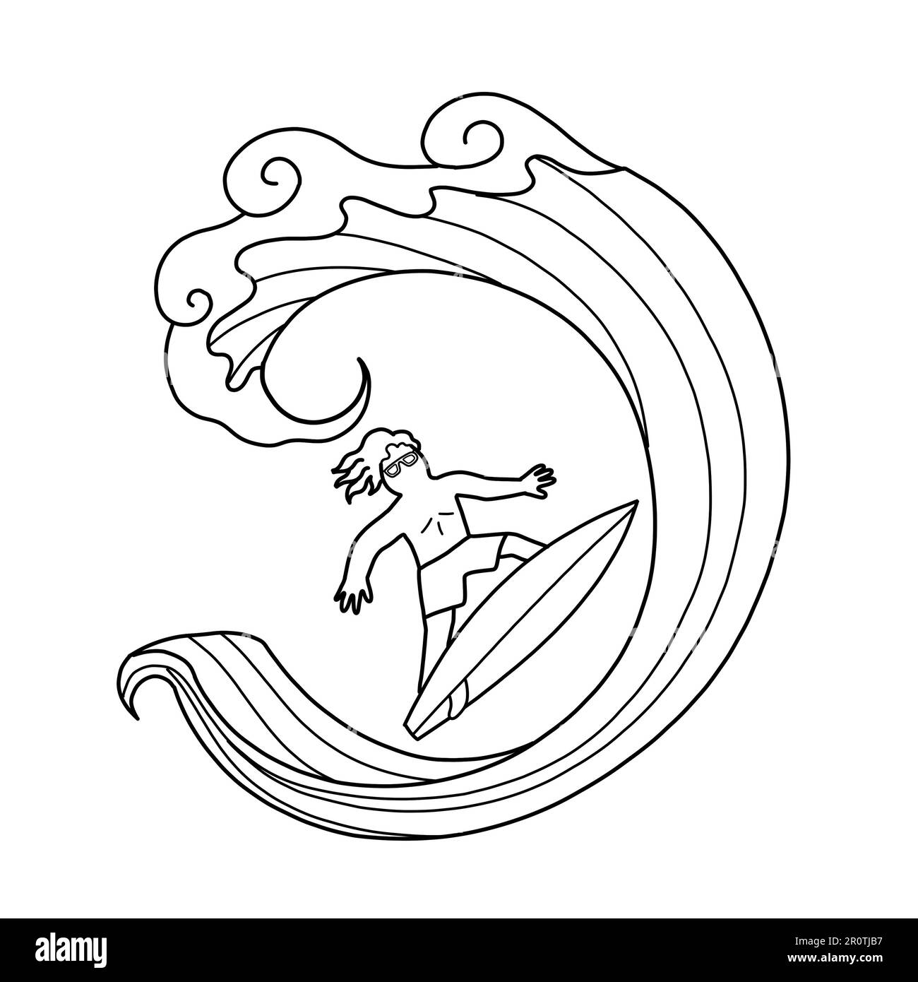 Schlauchreiten ist ein Begriff, der von Surfern verwendet wird, um das Fahren in der Kurve oder im Lauf einer fein geformten, brechenden Meereswelle zu beschreiben. Sommersportaktivität Stockfoto