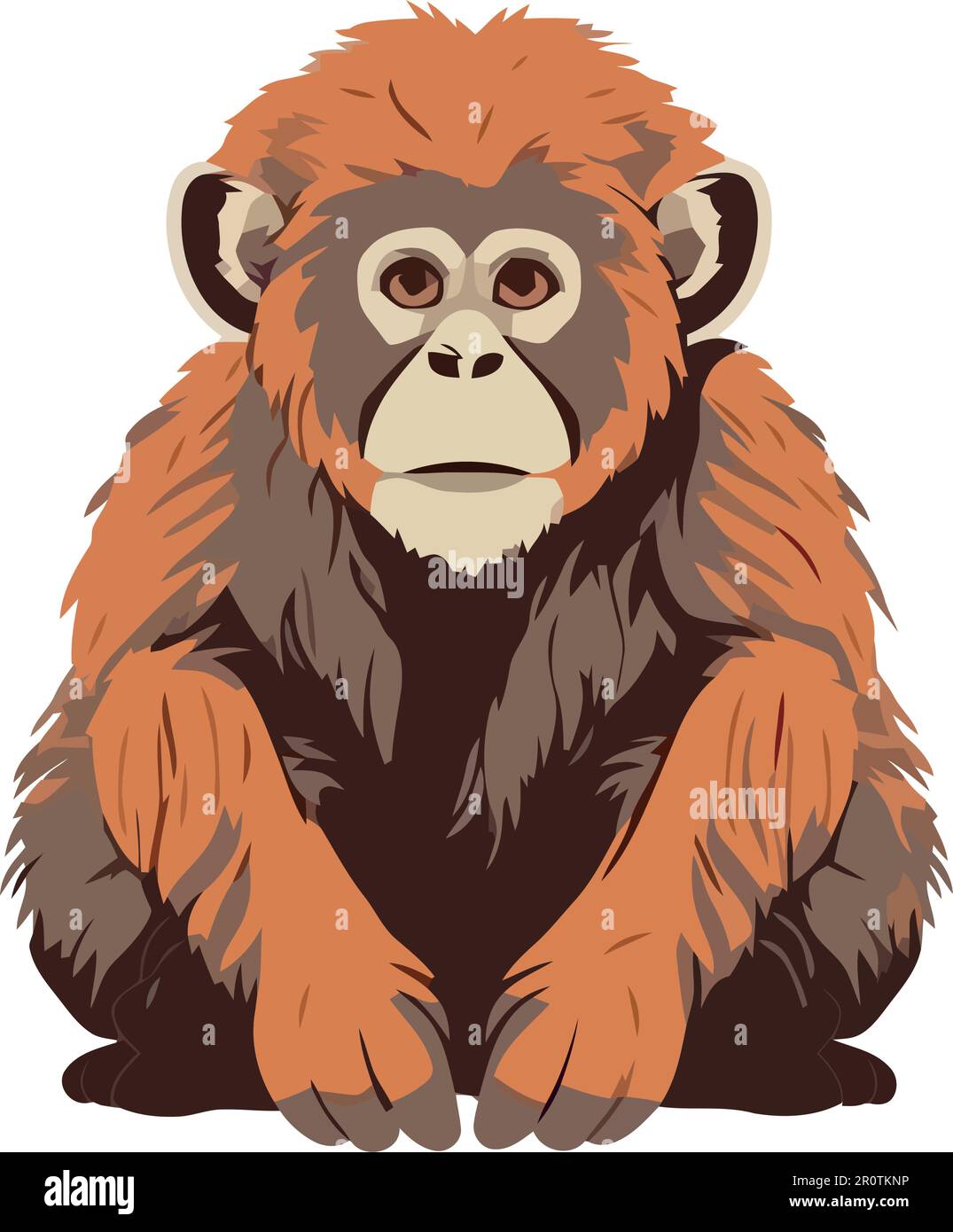 Süßer Affe, der im tropischen Regenwald sitzt Stock Vektor