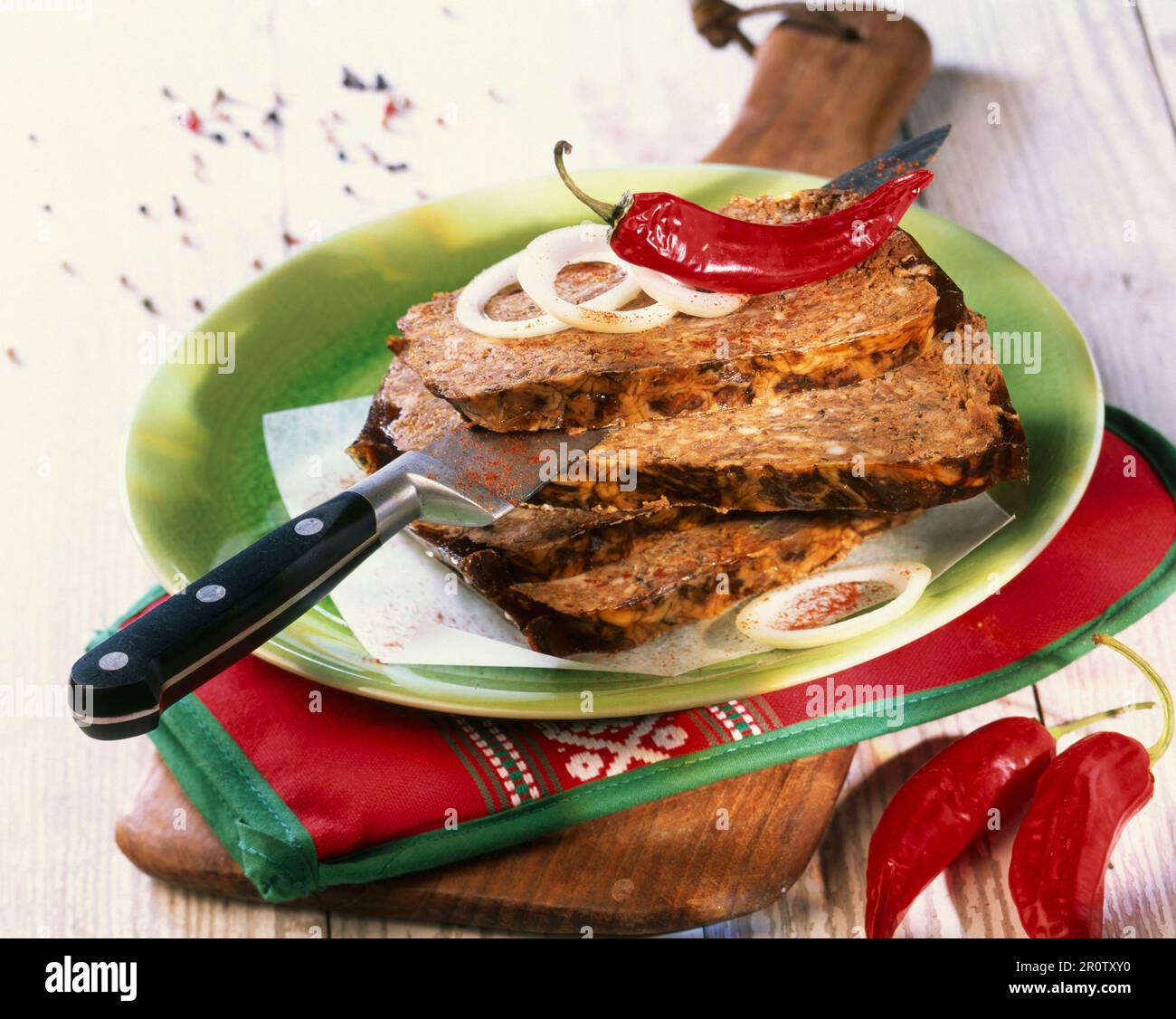 baskische Terrine mit Geflügel-Leber Stockfoto