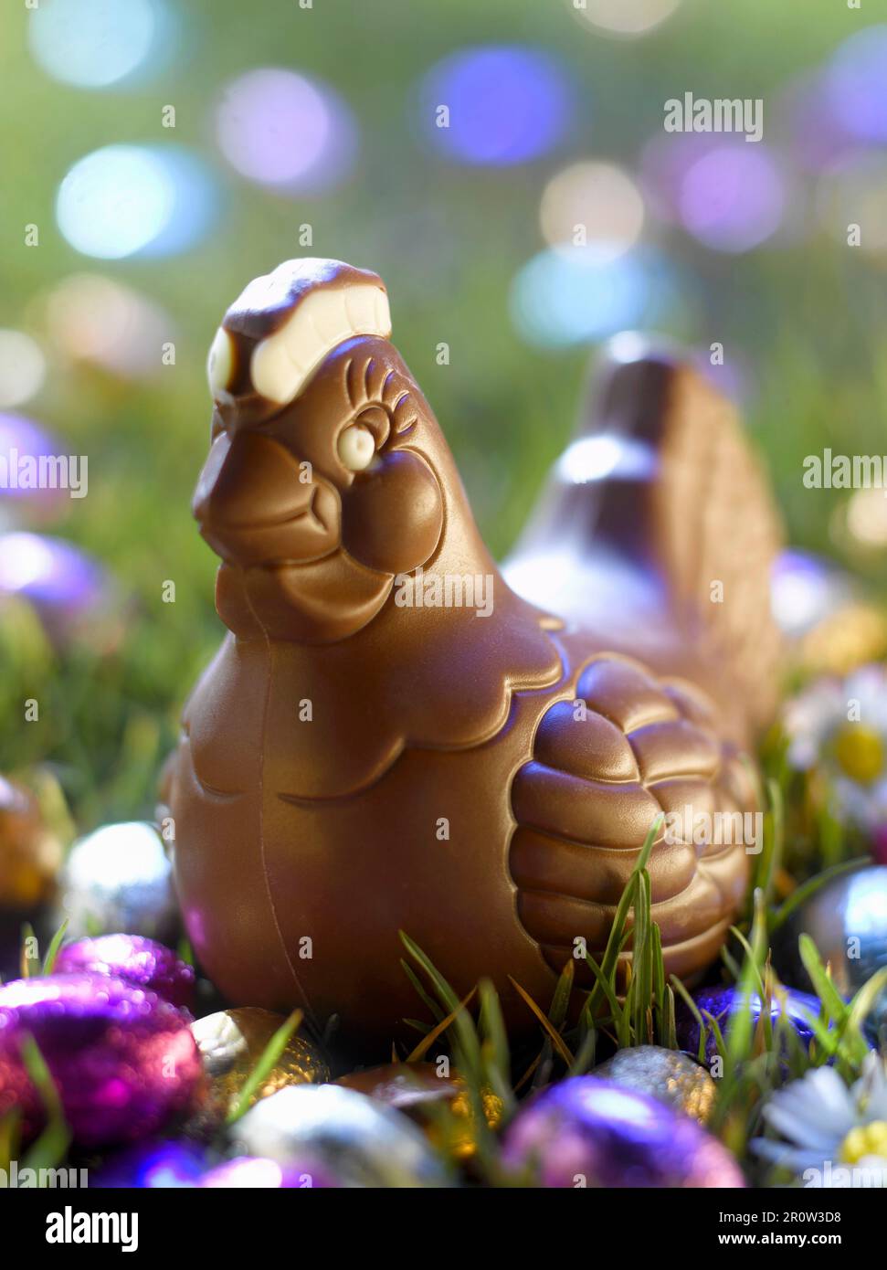 Ostern Schokolade Henne und Easter eggs Stockfoto