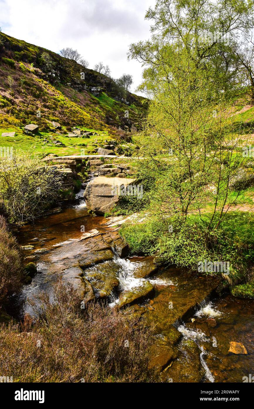 Brontë-Wasserfälle, Brontë-Brücke, Haworth, Pennines, Yorkshire Stockfoto