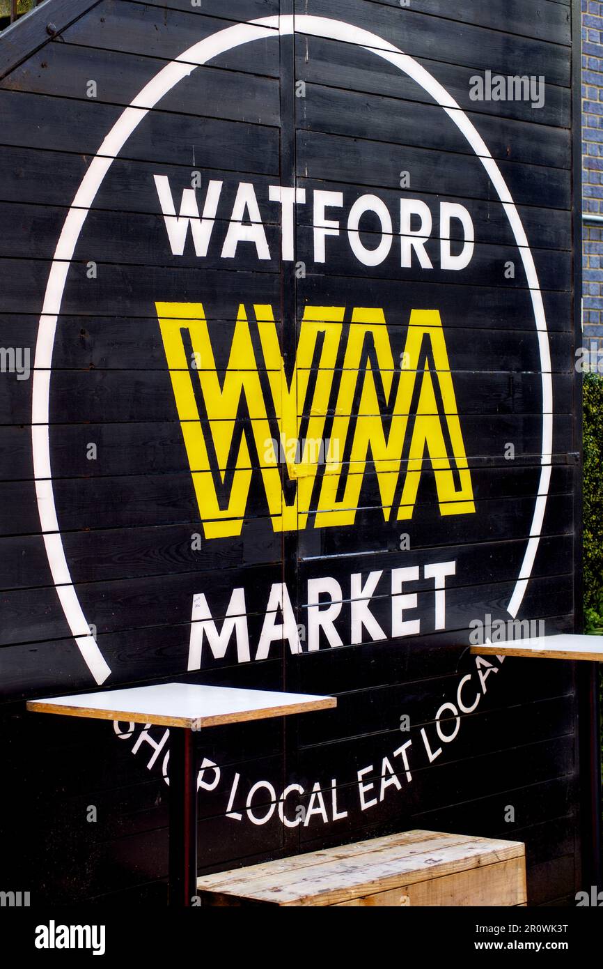 Watford Market, Herts, England, Großbritannien Stockfoto