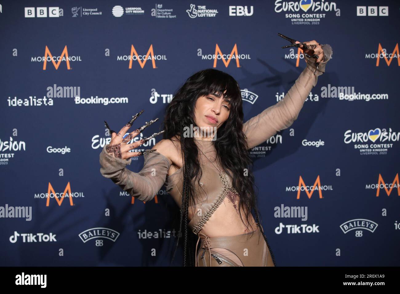 Zagreb, Kroatien. 09. Mai 2023. Loreen aus Schweden zieht nach dem Halbfinale 1 der Eurovision 2023 am 9. Mai 2023 in der Liverpool Arena in Liverpool, England, Lose. Foto: Sanjin Strukic/PIXSELL Credit: Pixsell/Alamy Live News Stockfoto