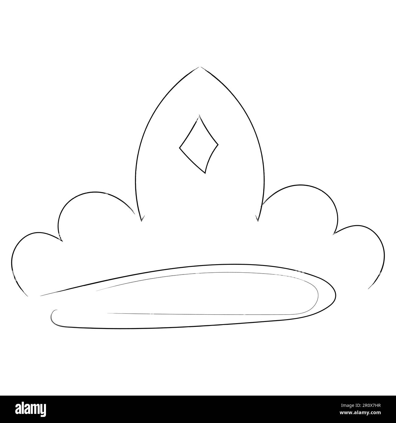 Königliche Krone, Königin oder Prinzessin diaden, Diadem, König im Kritzelstil, handgezeichnete Linie isoliert auf weißem Hintergrund. Vektordarstellung Stock Vektor