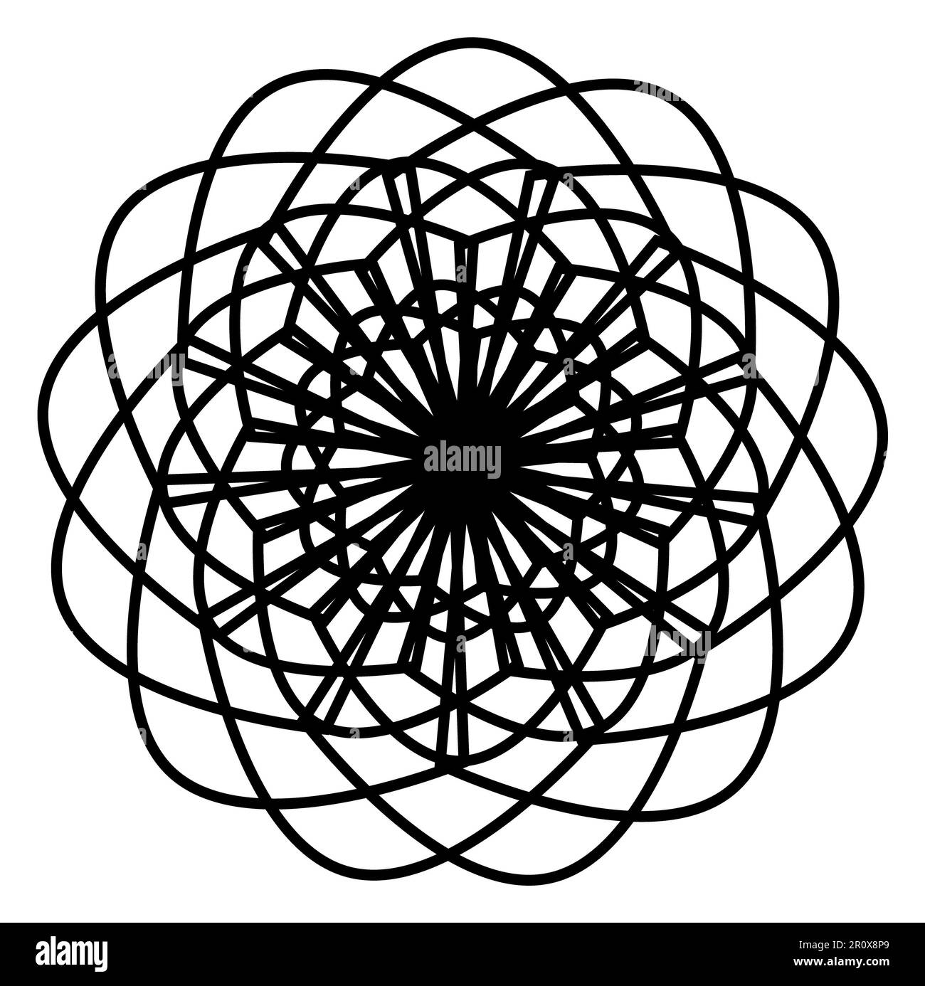 Mandala Art Design Vector Illustration: Mit dieser komplexen und auffälligen Vektorgrafik können Sie Ihre Designs noch weiter verbessern. Stockfoto