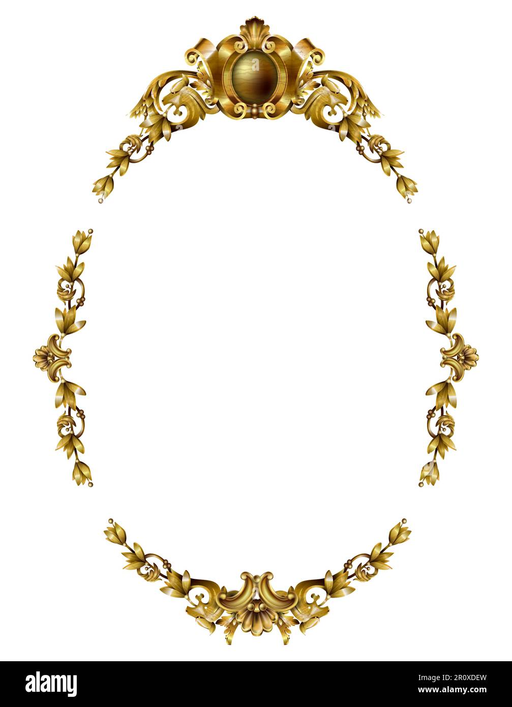 Ovales klassisches goldenes Barockrahmen-Set Stock Vektor