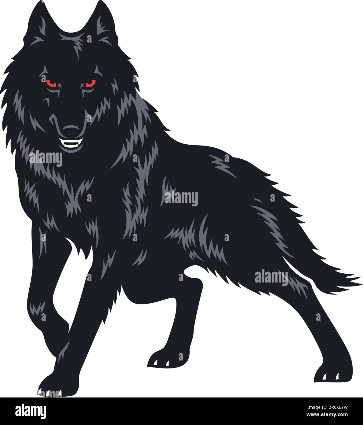 Illustration eines aggressiven Schwarzen Wolfs Stock Vektor