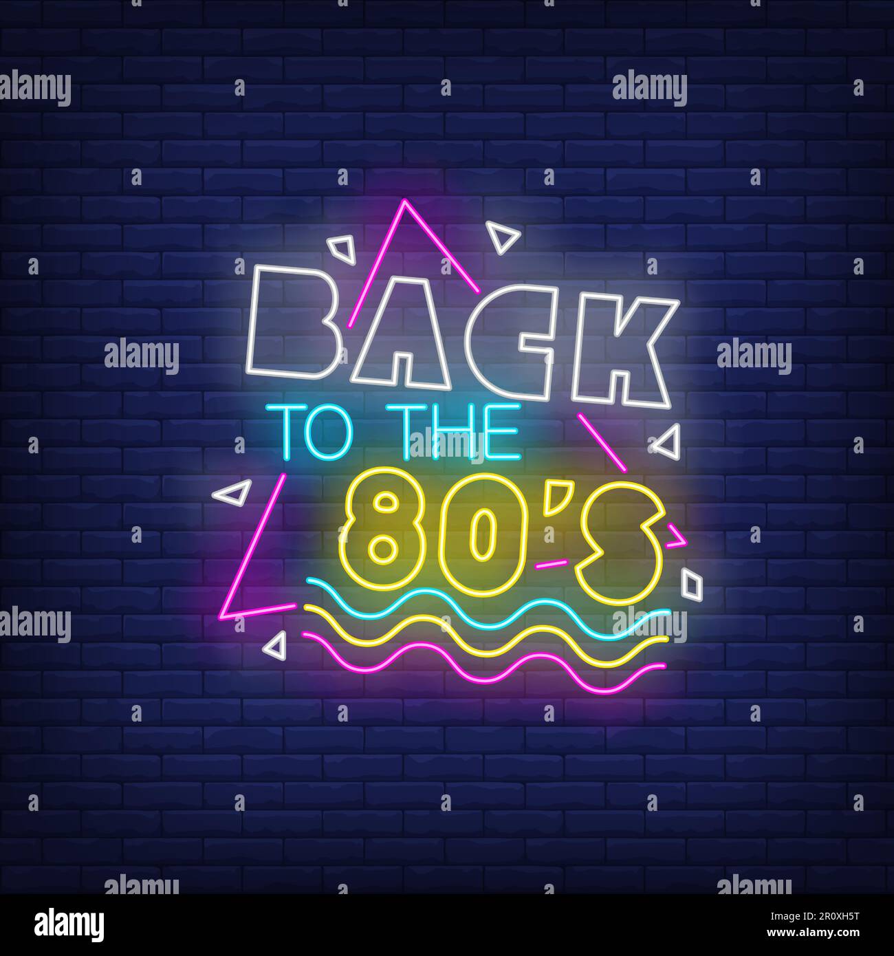 Zurück zu den 80ern Neon-Schriftzeichen Stock Vektor