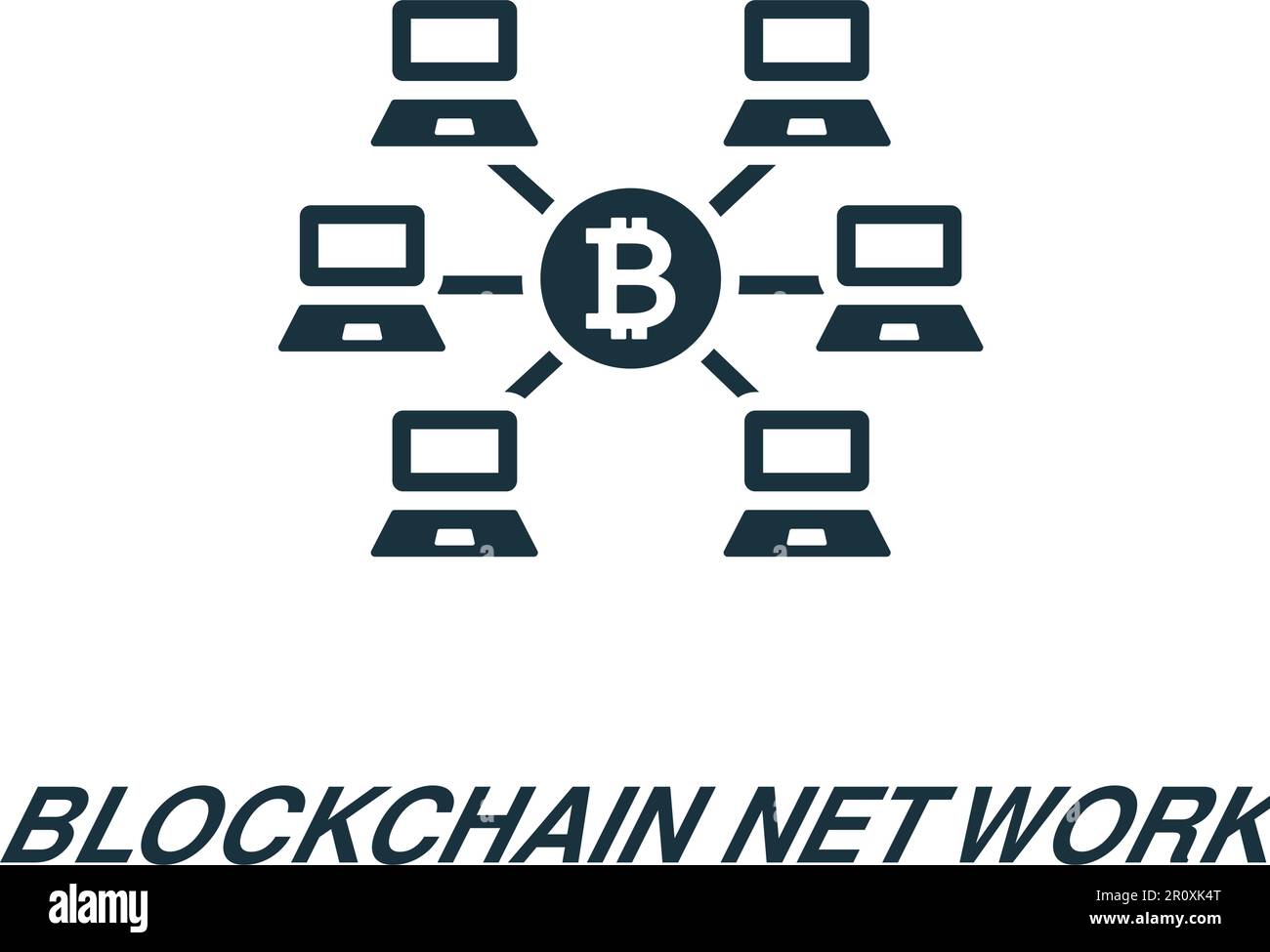 Symbol für Blockchain-Netzwerk. Einfarbiges einfaches Schild aus der Blockchain-Kollektion. Blockchain-Netzwerksymbol für Logo, Vorlagen, Webdesign und Infografiken. Stock Vektor